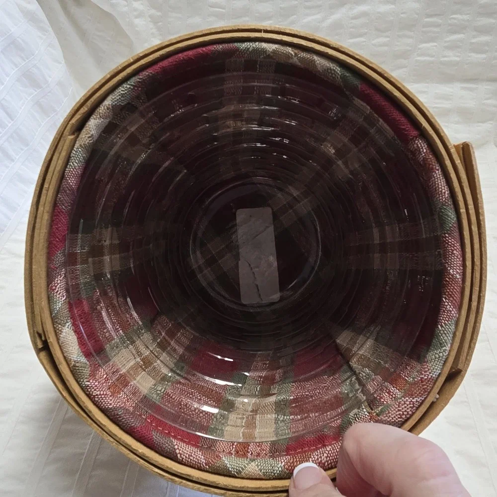 Longaberger Bouquet Basket 2003 OPP ORCHARD‎ PARK PLAID Liner Protector